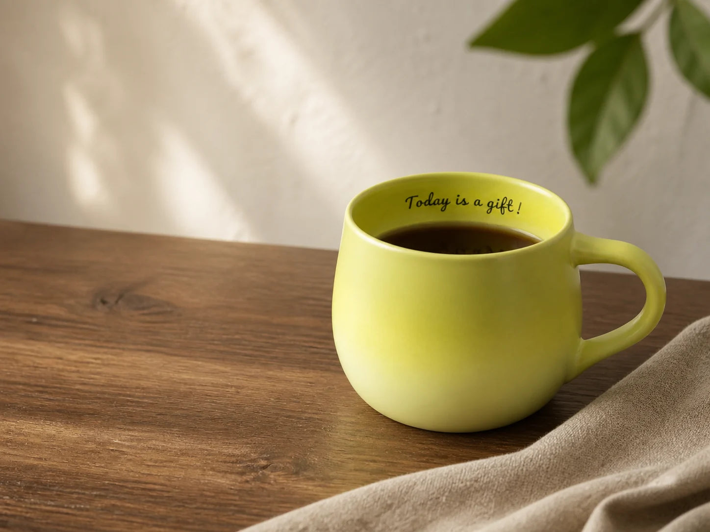 Green panda mug filled for a quiet coffee break